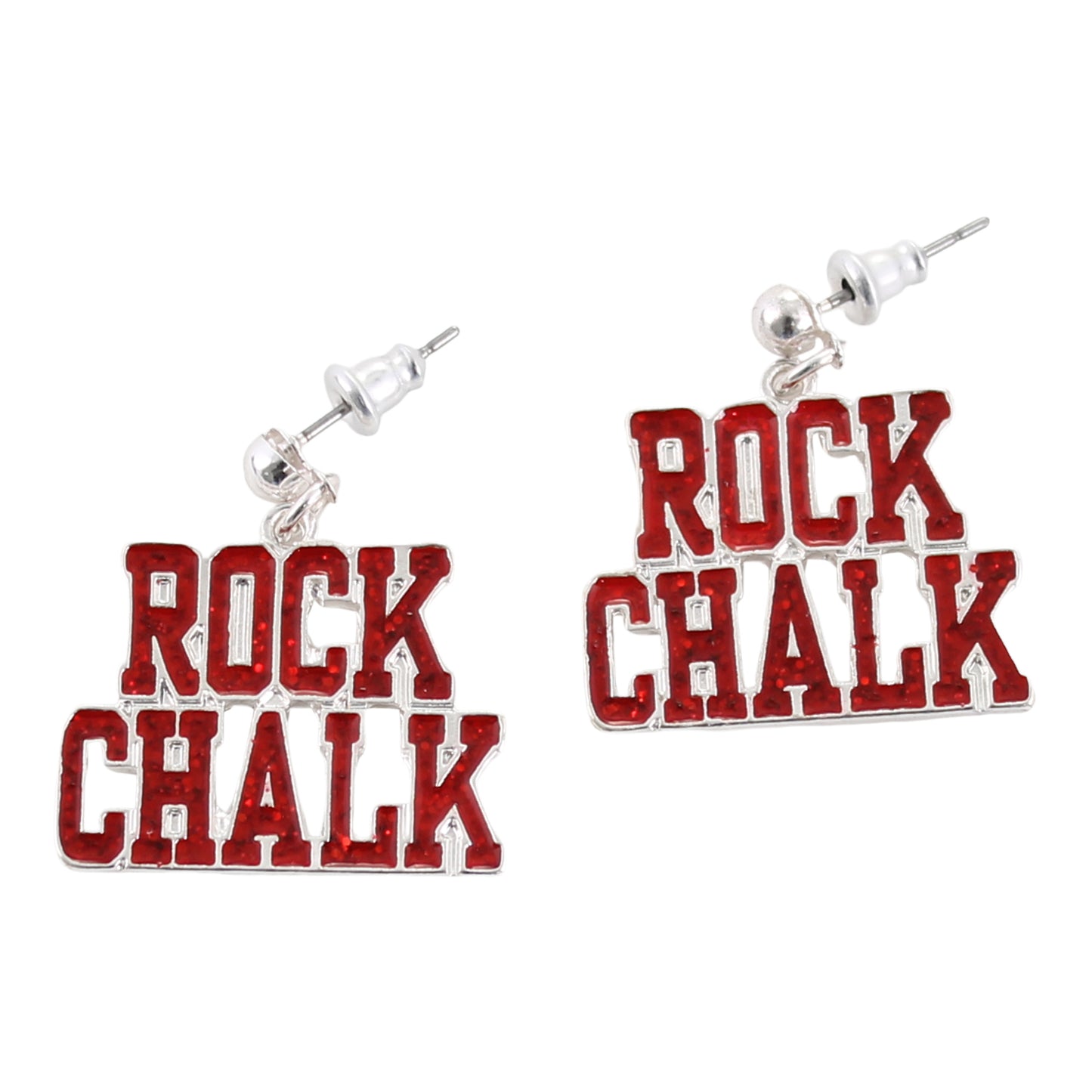 Kansas Rock Chalk Slogan Earrings