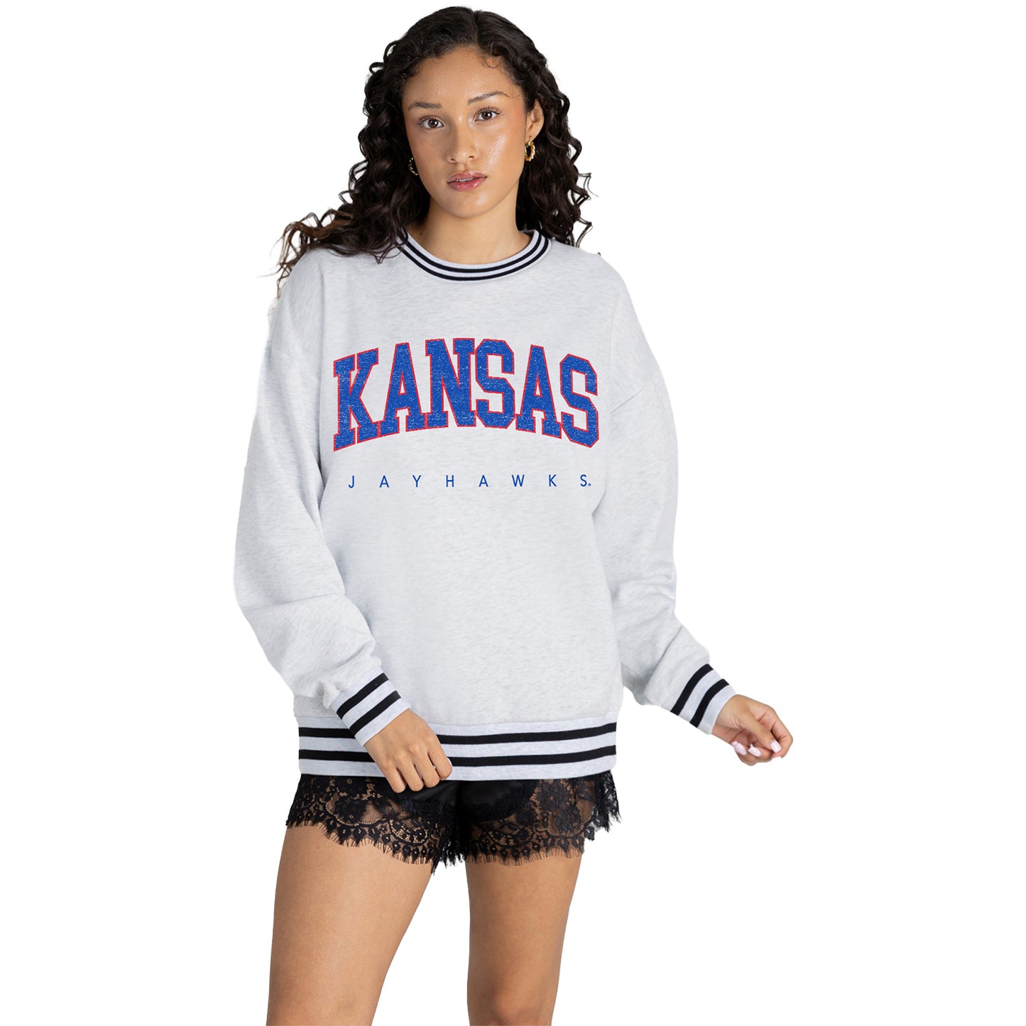 Gameday Couture Women's Kansas Ringer Stripe Crewneck