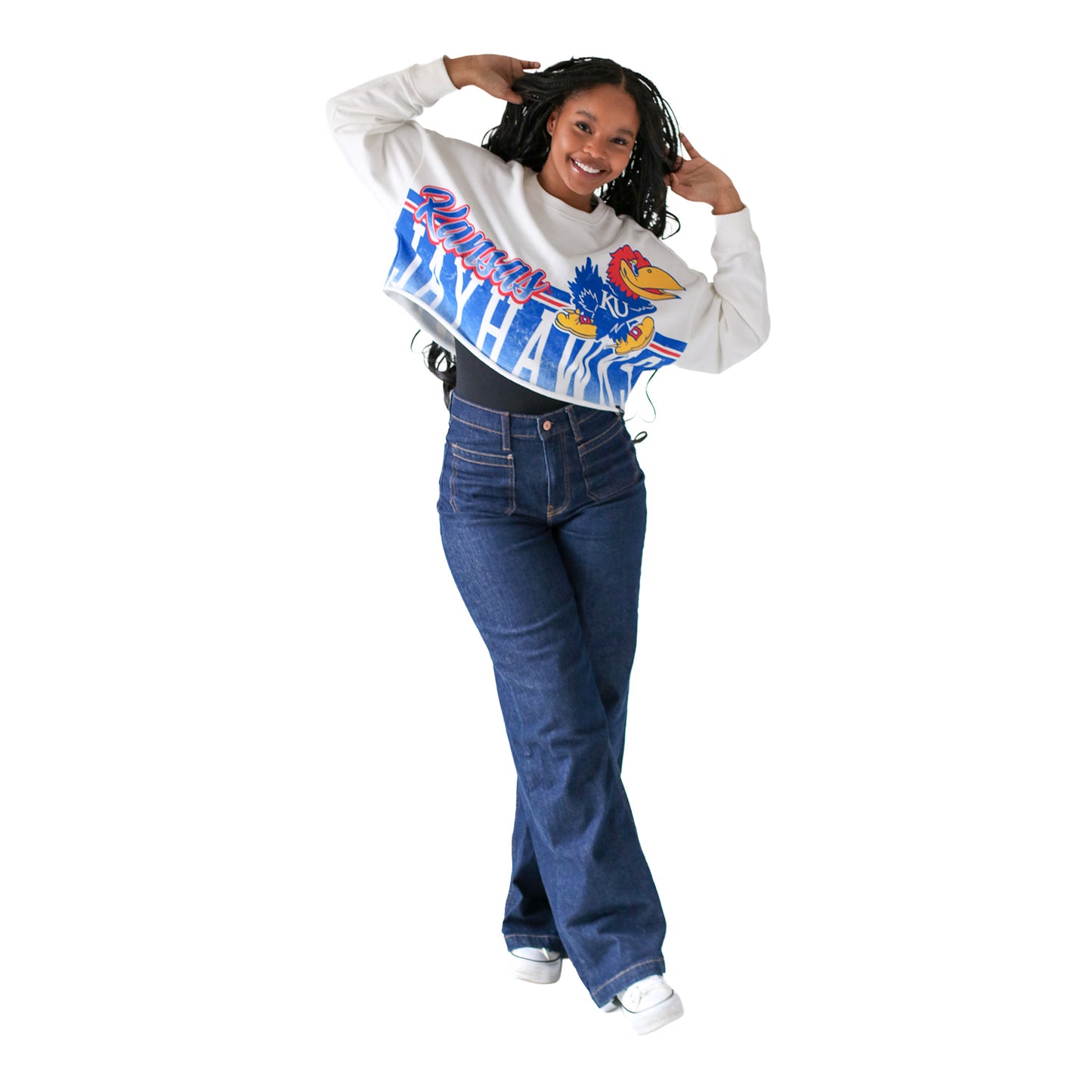 Gameday Social Women's Kansas Jayhawks Oversized Cropped Crewneck