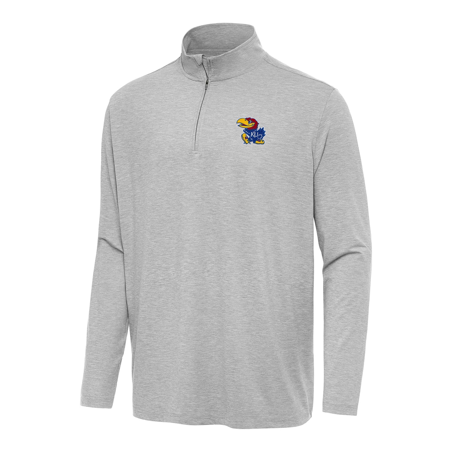 Antigua Kansas Jayhawks Hunk 1/4 Zip Pullover - Grey