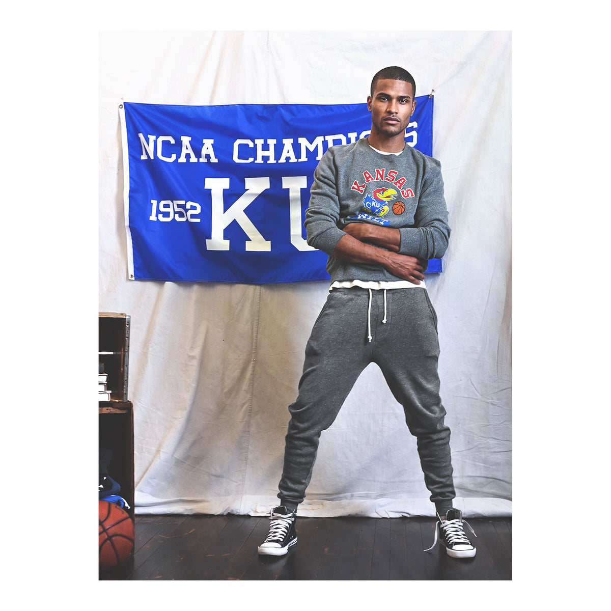 Roots of Fight Kansas Jayhawks Wilt Chamberlain Big Dipper Crewneck