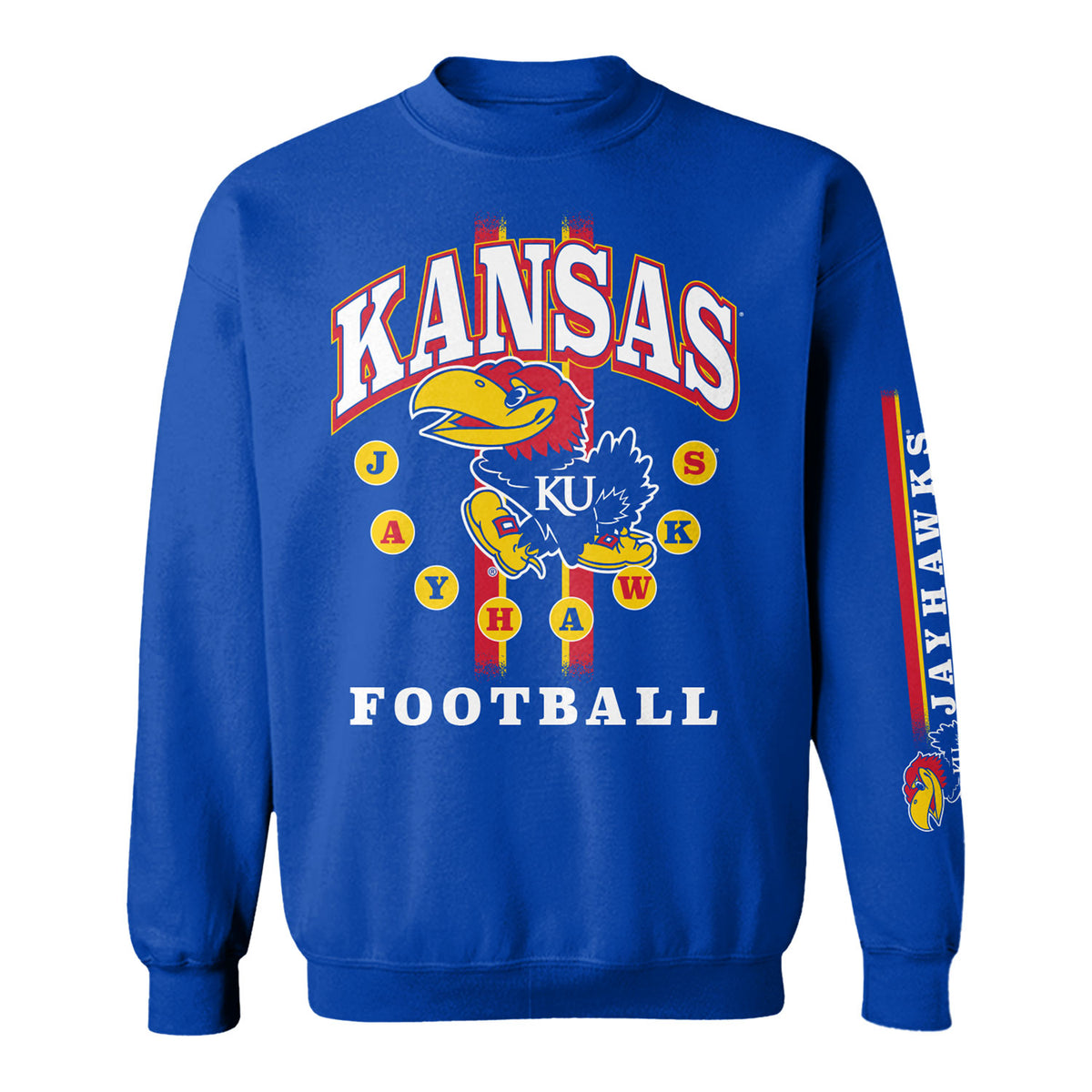 Something Inked Kansas Jayhawks Football Middle Line Crewneck