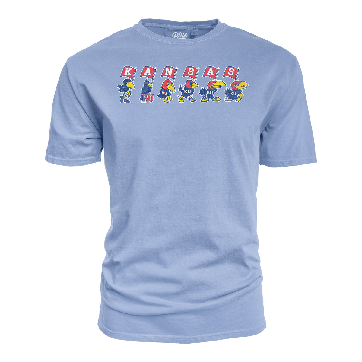 Blue 84 Kansas Jayhawks Jayhawk Flag March T-Shirt