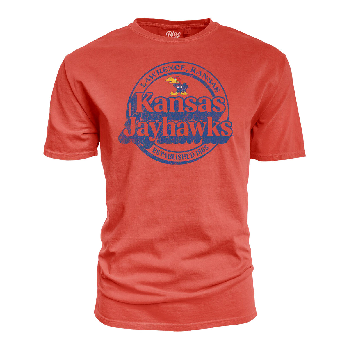 Blue 84 Kansas Jayhawks Circle Logo Red T-Shirt - Front View