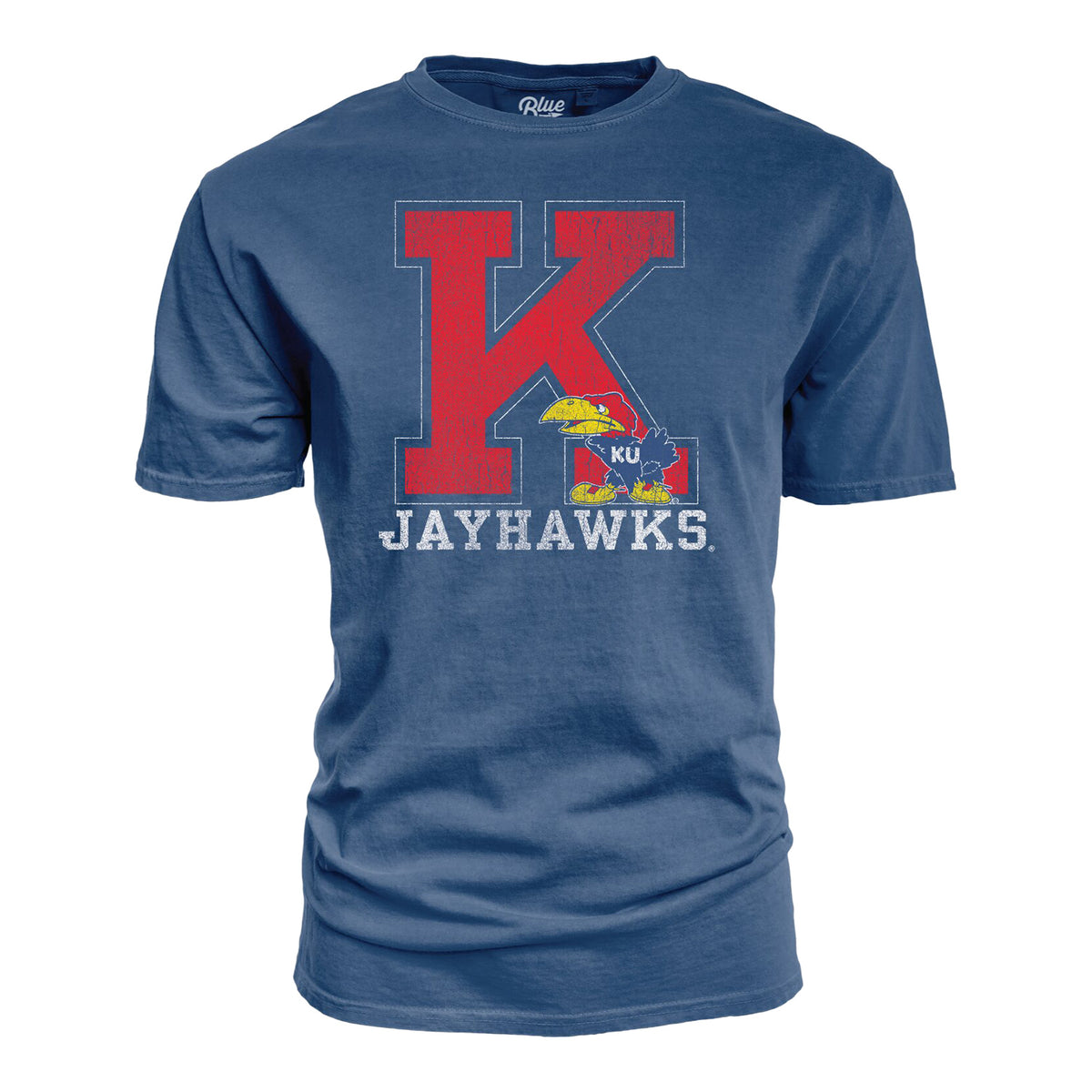Blue 84 Kansas Jayhawks K Letter Bomb T-Shirt