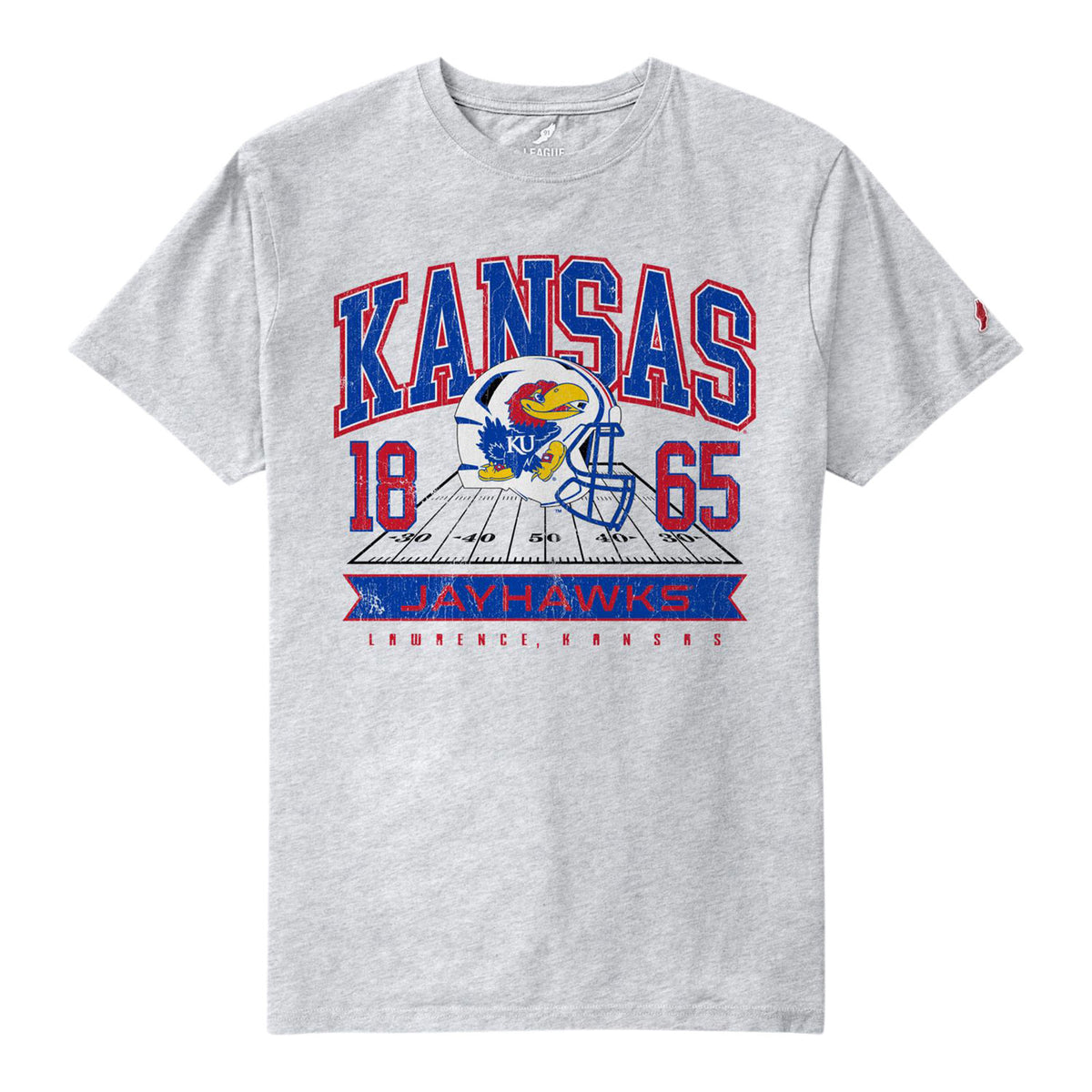 Kansas Jayhawks Football Helmet Light Grey T-Shirt