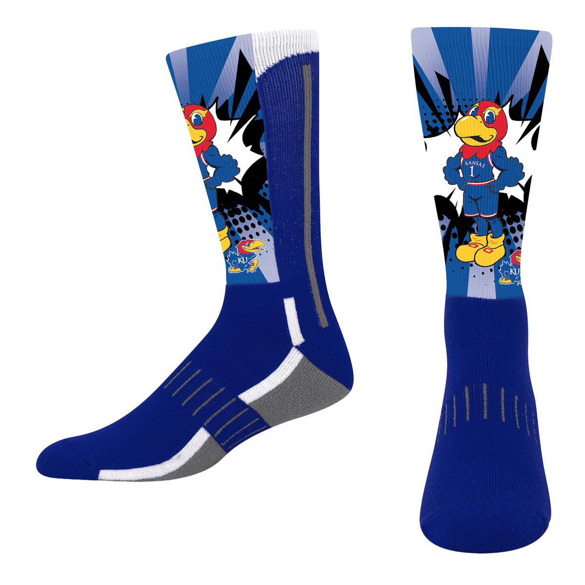 For Bare Feet Kansas Jayhawks Mascot Ka-Pow Sock