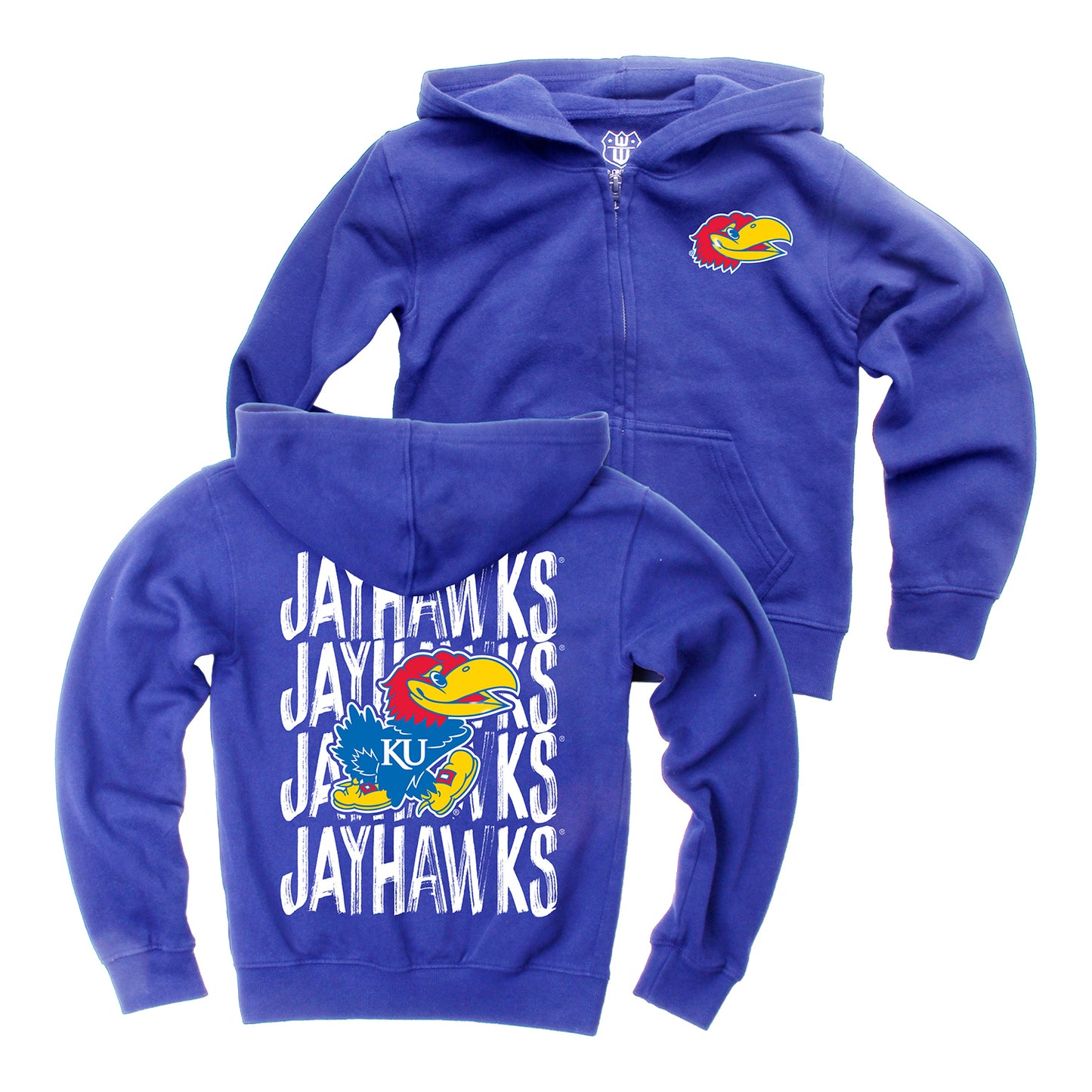 Youth Jayhawks All Over Back Print Full Zip Hoodie
