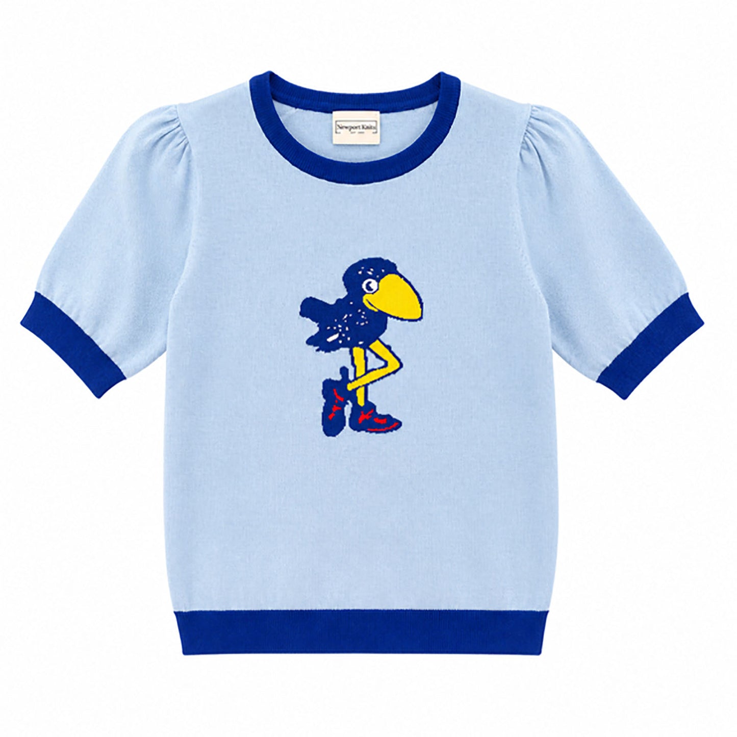 Newport Knits Women's Kansas 1912 Jayhawk Short Sleeve Sweater - Light Blue