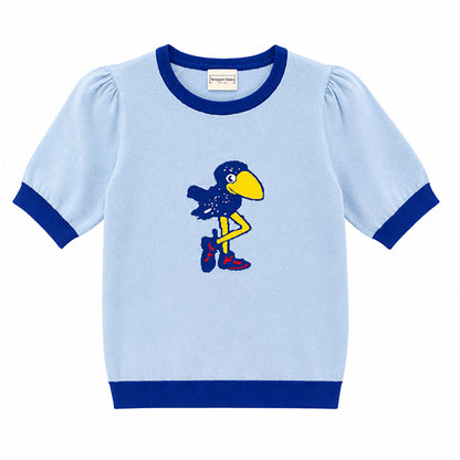 Newport Knits Women's Kansas 1912 Jayhawk Short Sleeve Sweater - Light Blue
