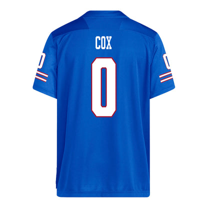 Kansas Jayhawks Adidas Football Student Athlete #0 Nahzae Cox Football Jersey