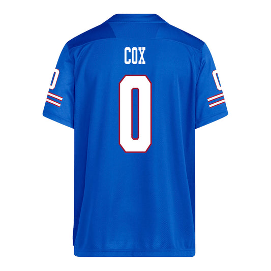 Kansas Jayhawks Adidas Football Student Athlete #0 Nahzae Cox Football Jersey