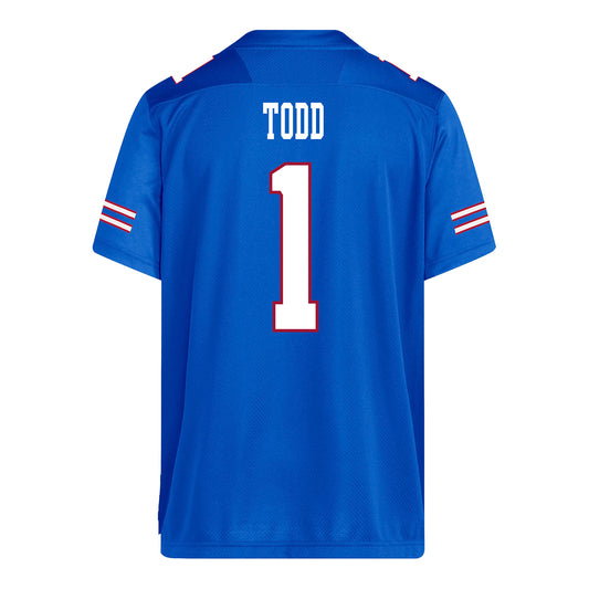 Kansas Jayhawks Adidas Football Student Athlete #1 Jalen Todd Football Jersey