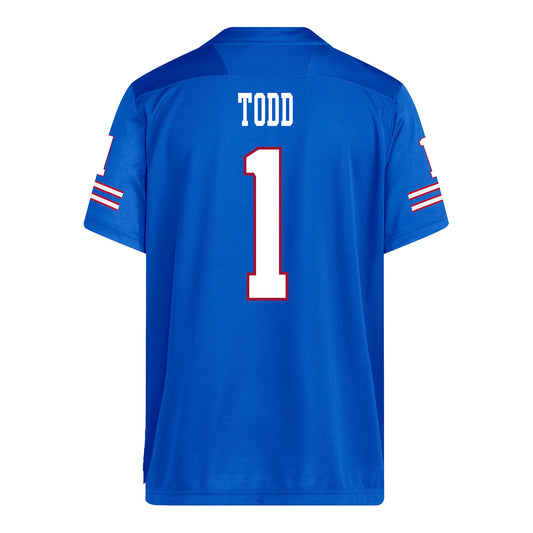 Kansas Jayhawks Adidas Football Student Athlete #1 Jalen Todd Football Jersey