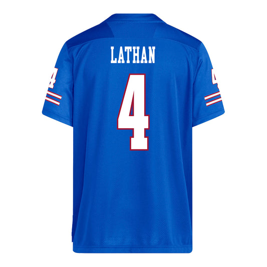 Kansas Jayhawks Adidas Football Student Athlete #4 Trey Lathan Football Jersey