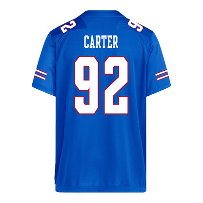 Kansas Jayhawks Adidas Football Student Athlete #92 Nakwaine Carter Football Jersey