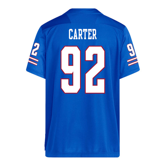 Kansas Jayhawks Adidas Football Student Athlete #92 Nakwaine Carter Football Jersey