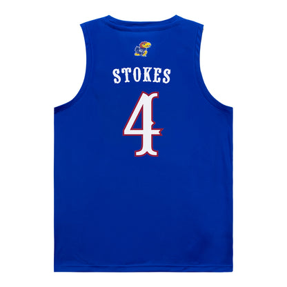 Kansas Jayhawks Adidas Basketball Student Athlete #4 Tryan Stokes Blue Jersey