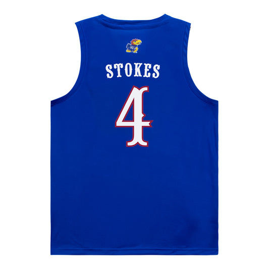 Kansas Jayhawks Adidas Basketball Student Athlete #4 Tryan Stokes Blue Jersey