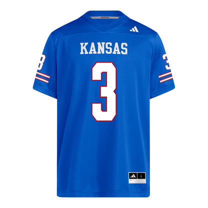 Kansas Jayhawks Adidas Football Student Athlete #3 Keaton Kubecka Football Jersey