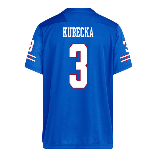 Kansas Jayhawks Adidas Football Student Athlete #3 Keaton Kubecka Football Jersey