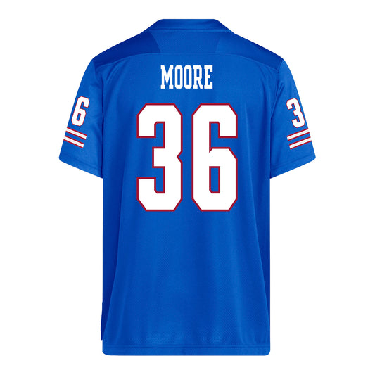 Kansas Jayhawks Adidas Football Student Athlete #36 Jameer Moore Football Jersey