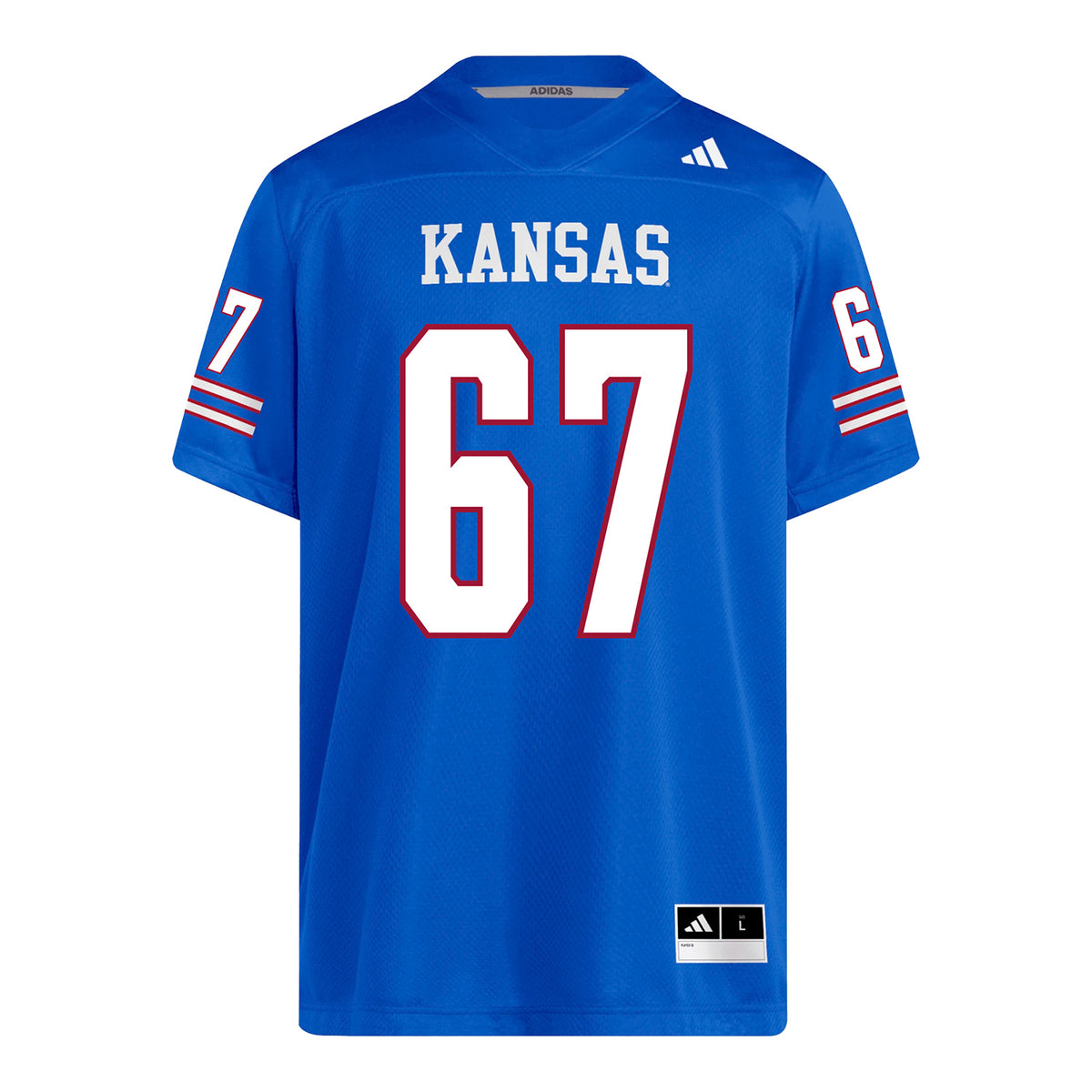 Kansas Jayhawks Adidas Football Student Athlete #67 Eli Richmond Football Jersey