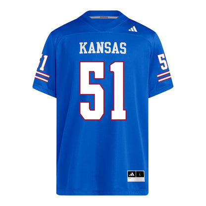 Kansas Jayhawks Adidas Football Student Athlete #51 Kasen Carpenter Football Jersey