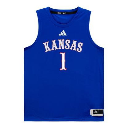 Kansas Jayhawks Adidas Basketball Student Athlete #1 Luke Barnett Blue Jersey