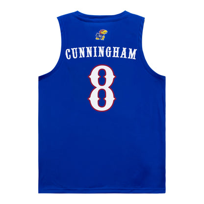 Kansas Jawhawks Adidas Women's Basketball Student Athlete #8 Mykayla Cunningham Blue Jersey