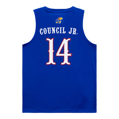 Kansas Jayhawks Adidas Basketball Student Athlete #14 Melvin Council Jr. Blue Jersey