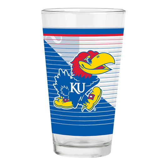 RICO Kansas Jayhawks Dash Print 16 oz. Pint Glass