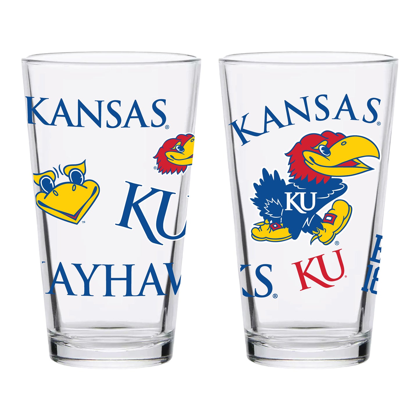 Indigo Falls Kansas Jayhawks All Over 16 oz. Pint Glass