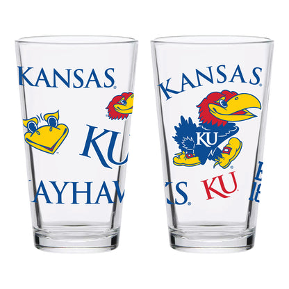 Indigo Falls Kansas Jayhawks All Over 16 oz. Pint Glass