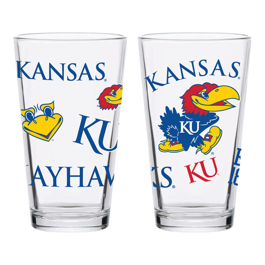 Indigo Falls Kansas Jayhawks All Over 16 oz. Pint Glass