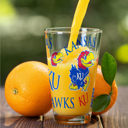 Indigo Falls Kansas Jayhawks All Over 16 oz. Pint Glass