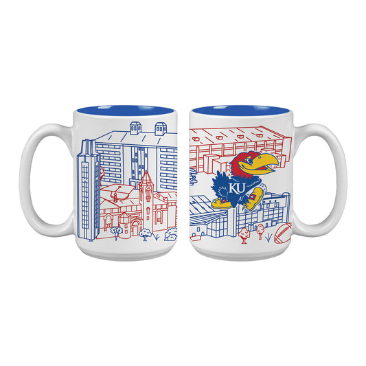Indigo Falls Kansas Jayhawks Campus Buildings Mug