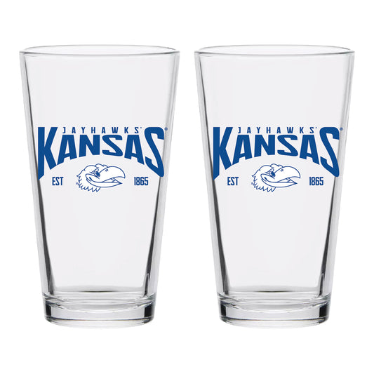 Indigo Falls Kansas Jayhawks 1865 16 oz. Pint Glass