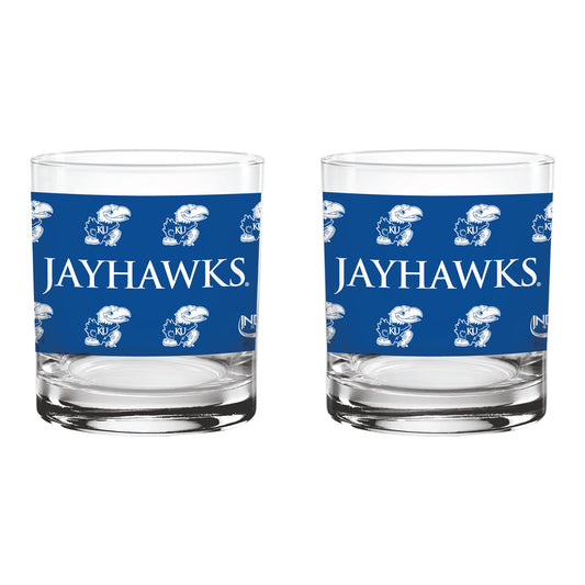 Indigo Falls Kansas Jayhawks Jayhawk Wrap Rocks Glass