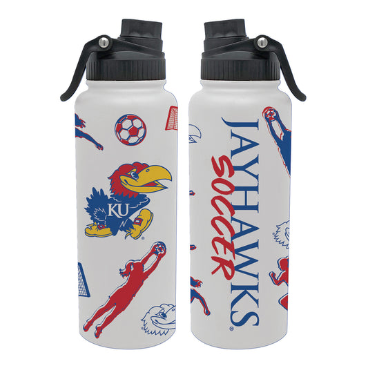 Kansas Women's Soccer Steel Water Bottle