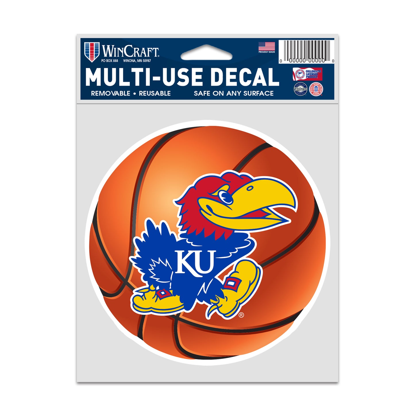 WinCraft Kansas Jayhawks Primary Basketball 3.75x5 Decal