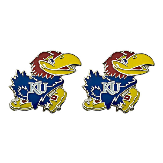 Aminco Kansas Jayhawks Primary Jayhawk Post Earrings