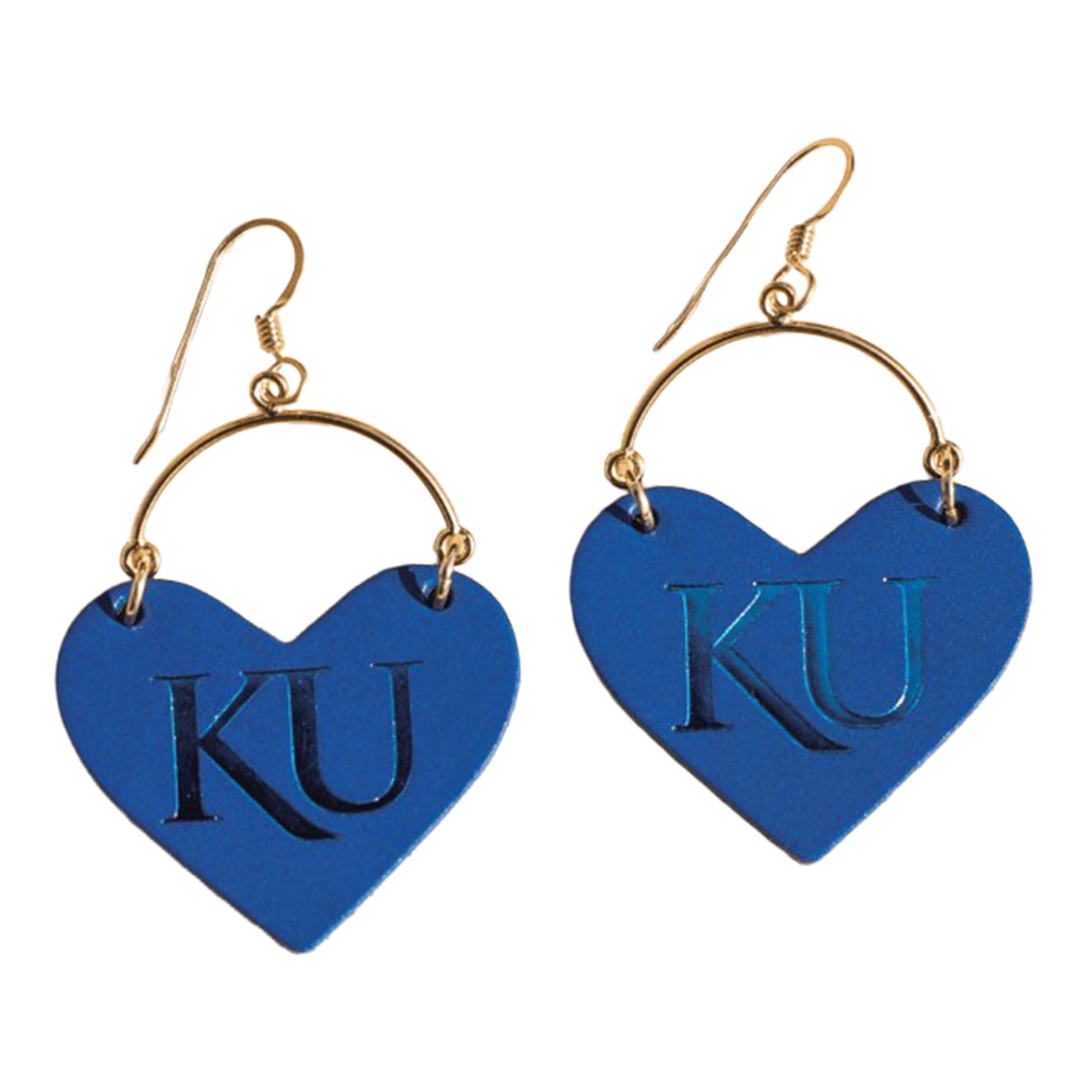 Nickel & Suede Kansas Jayhawks KU Heart Earrings