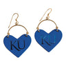 Nickel & Suede Kansas Jayhawks KU Heart Earrings