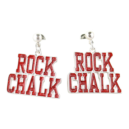 Kansas Rock Chalk Slogan Earrings