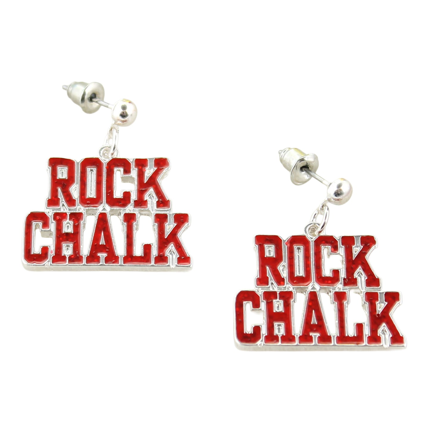 Kansas Rock Chalk Slogan Earrings