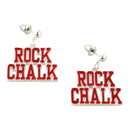 Kansas Rock Chalk Slogan Earrings