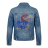 University of Kansas Jayhawk Women's Blue Denim Rhinestone Logo Jacket