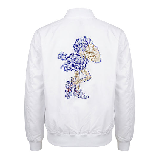 University of Kansas Jayhawk Women's Vintage Rhinestone Logo Bomber Jacket