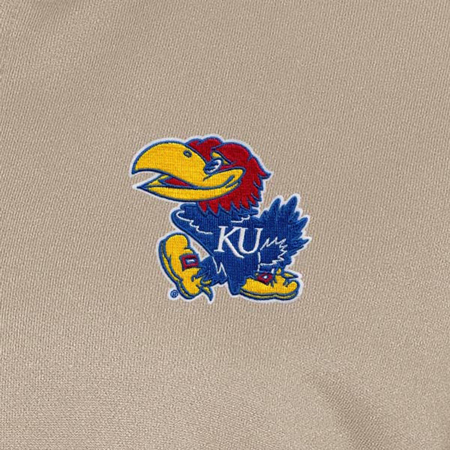 Antigua Kansas Jayhawks Ladies Goddess Taupe 1/2 Zip Pullover